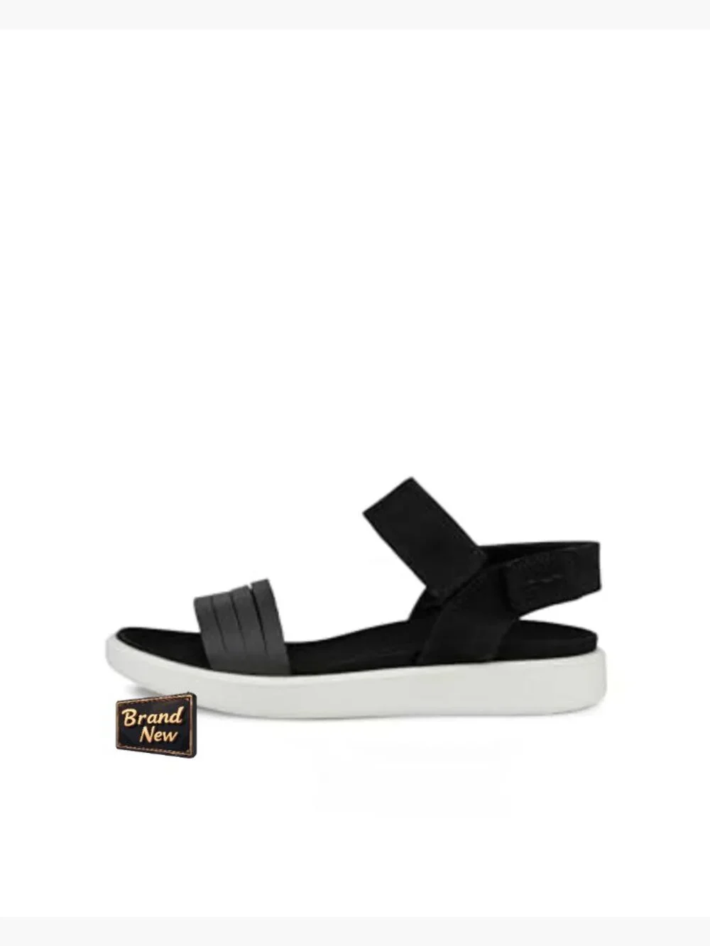ECCO Wedge Sandals Leather Open Toe Hook Loop Casual